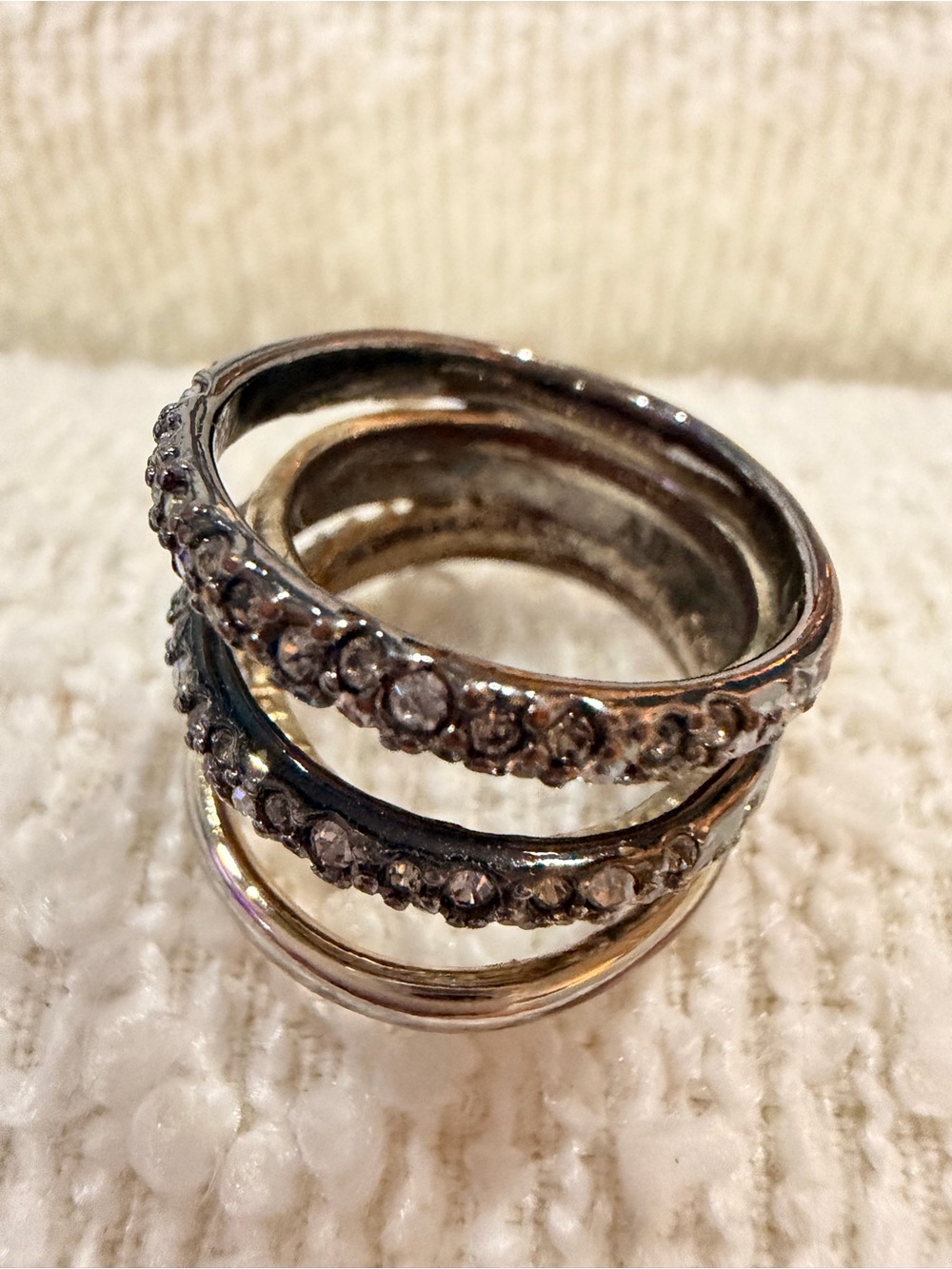 Alexis Bittar Silver Crystal multi Band Ring